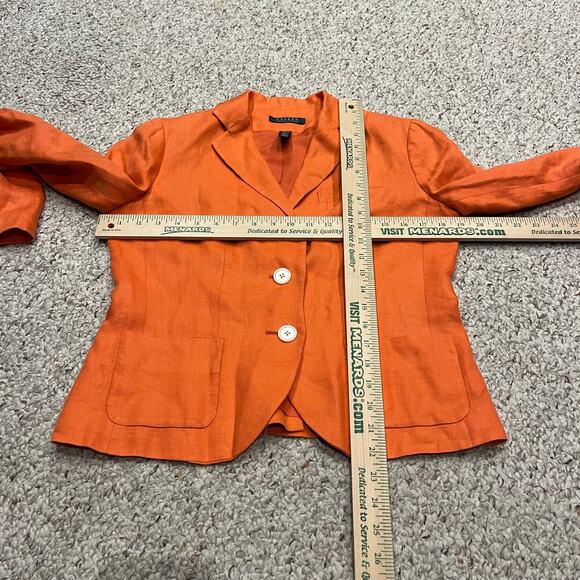 Lauren Ralph Lauren 100% Linen Blazer Orange Sz 4 Preppy Old Money Quiet Luxury - Picture 2 of 6
